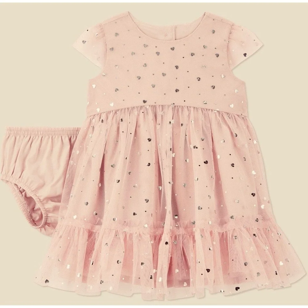 Carter's Just One You Newborn Baby Girl Pink Tulle Heart Dress & Diaper Cover